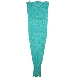 Mermaid Tail Blanket Teal White Knit Cozy Snuggle Sleep Gift